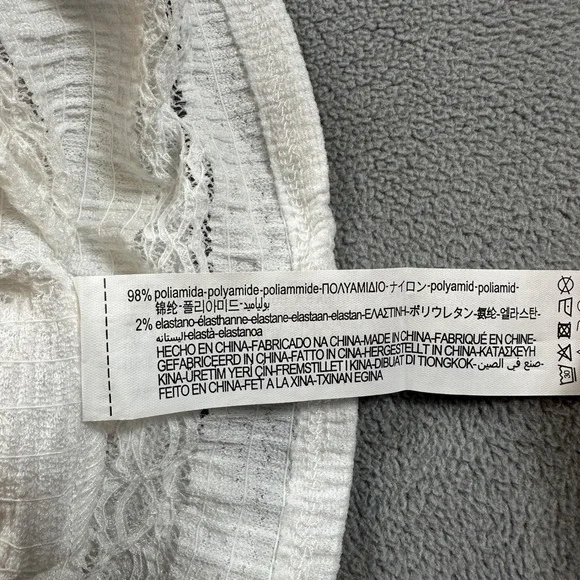 ZARA Woman Tank Top Knit Top Sleeveless M White Crochet Lace Trim Textured NWT - Picture 5 of 6